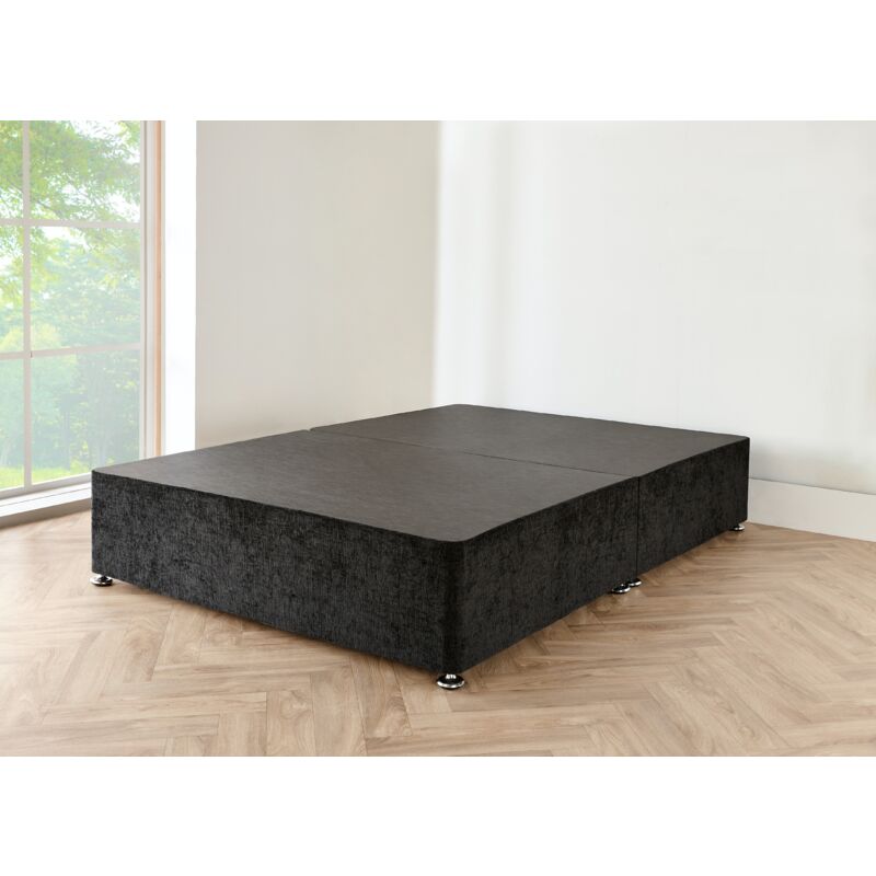 4FT Black chenille Divan Bed with no mattress
