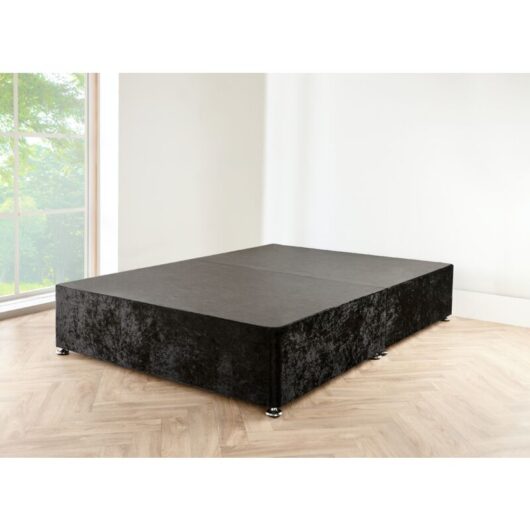 4FT Black crushed velvet Divan Bed with mattress