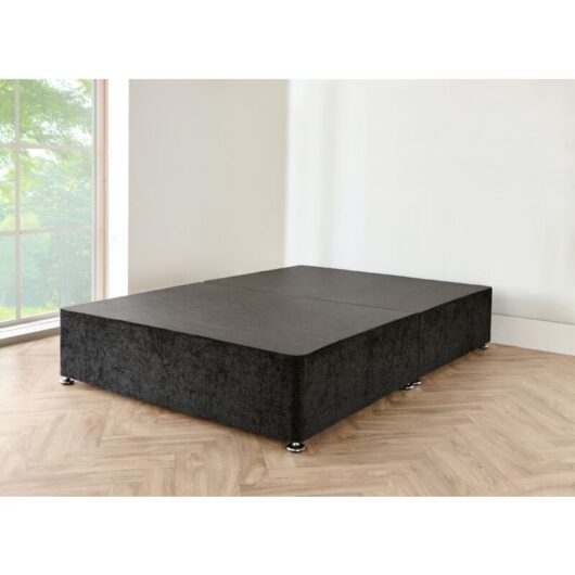 4FT6 Black chenille Divan Bed with no mattress
