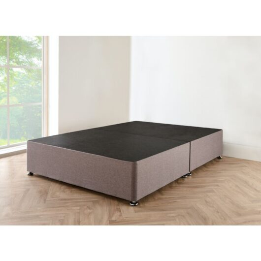 4FT6 Grey linen Divan Bed with mattress