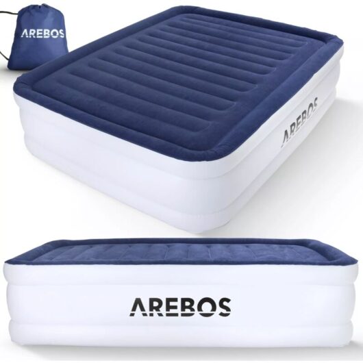 Arebos - Air Mattress Self-Inflating Guest Bed Mattress with Pump Blue /White
