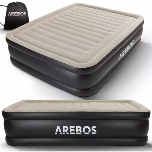 Arebos - Air Mattress Self-Inflating Guest Bed Mattress with Pump Grey / Anthracite