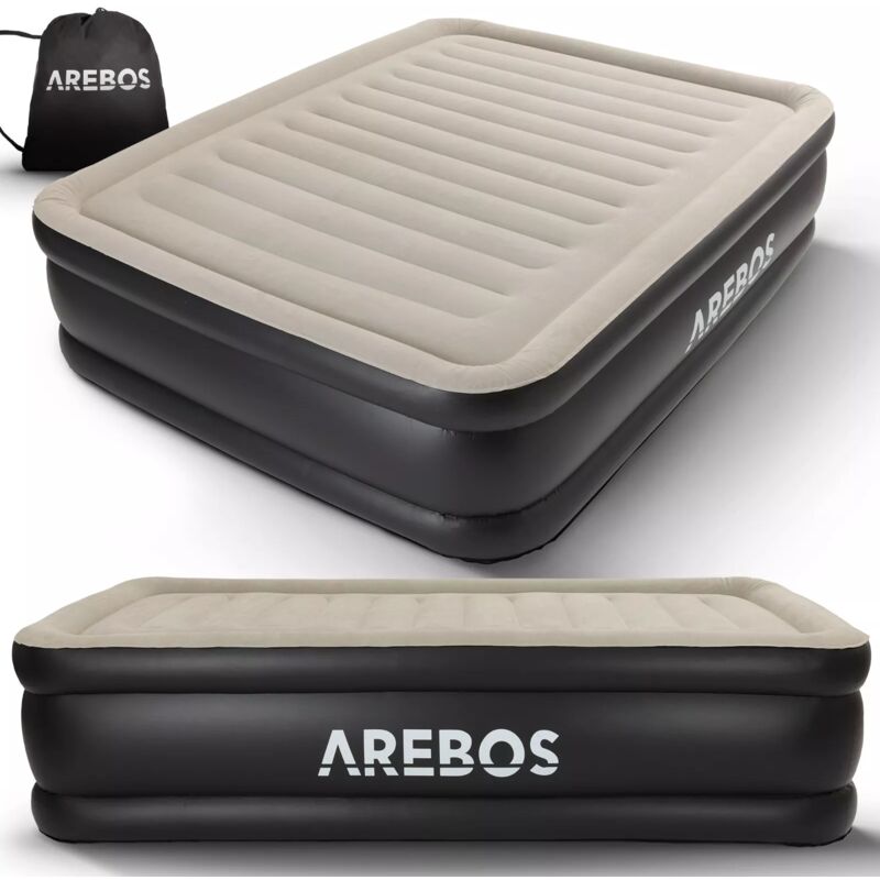 Arebos - Air Mattress Self-Inflating Guest Bed Mattress with Pump Grey / Anthracite
