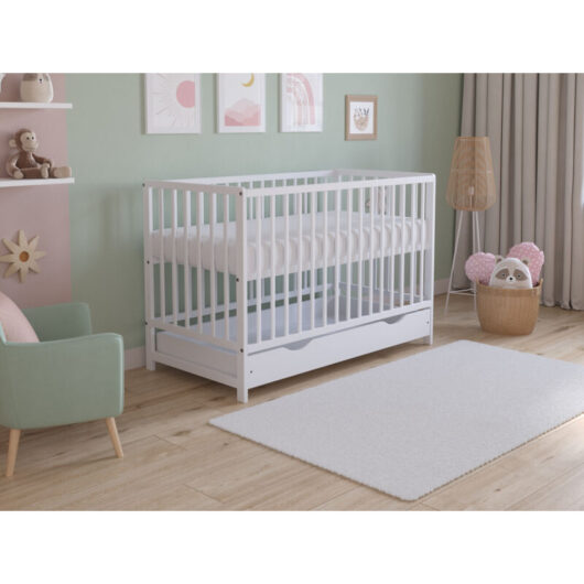 Asher Cot Bed 120x60cm with drawer & Microfiber Quilted mattress