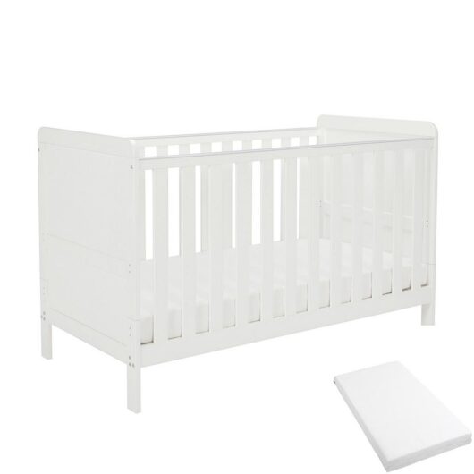 Babymore Caro Urban Cot Bed White With Fibre Mattress