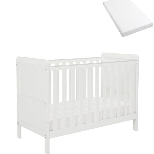 Babymore Caro Urban Mini Cot Bed White With Fibre Mattress