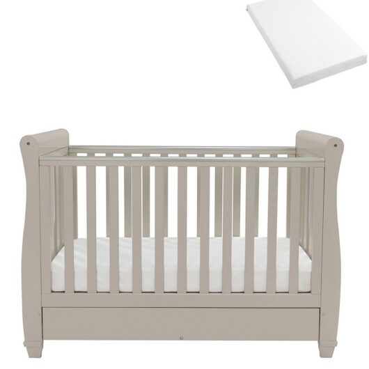 Babymore Eva Sleigh Cot Bed With Mattress Cashmere