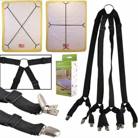 Bed Sheet Straps Suspenders Clamp Holder Closure Clips Many Adjustable Long Crisscross Bed Sheet Mattress Bands
