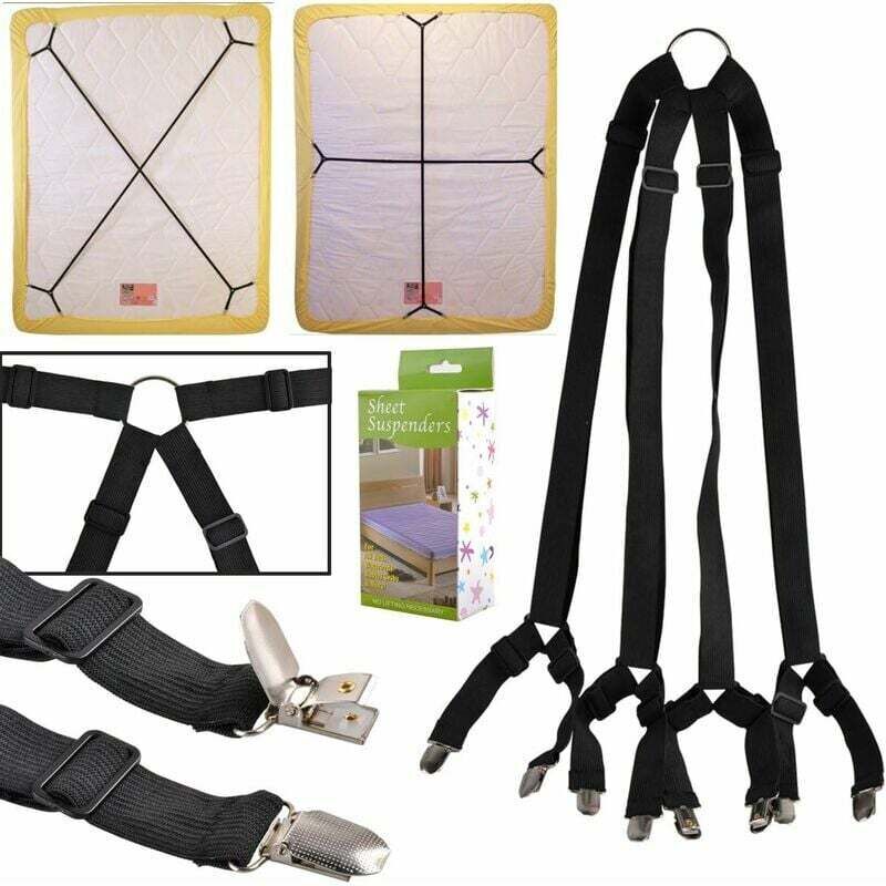 Bed Sheet Straps Suspenders Clamp Holder Closure Clips Many Adjustable Long Crisscross Bed Sheet Mattress Bands