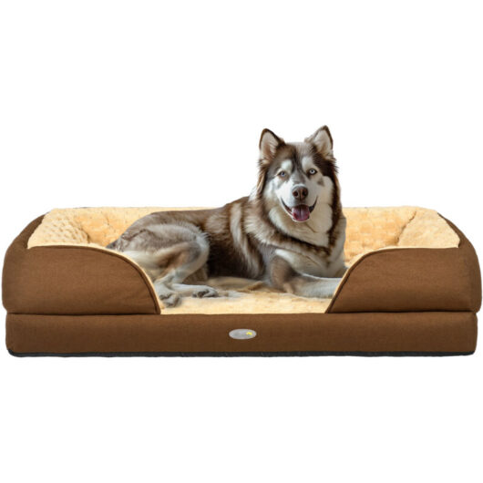 Calming Dog Bed Pet Mattress w/ Removable Cover, Anti-Slip Bottom, for Large Dogs, 120L x 80W x 22Hcm Brown - Pawhut