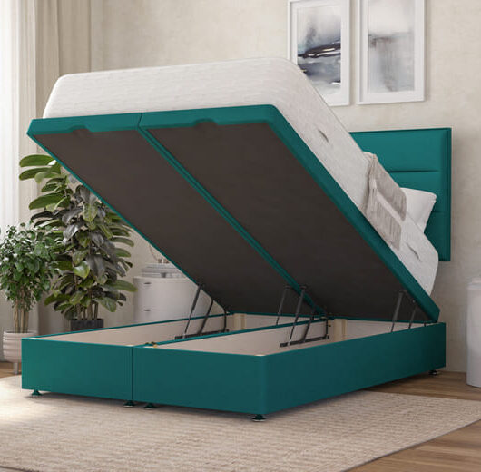Camellia Traditionally Sprung Mattress + Ottoman Divan Bed, Silver, End Ottoman, Single