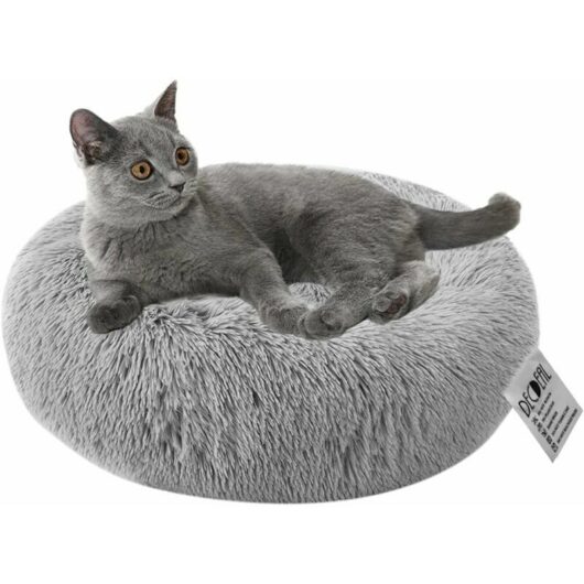 Cat Bed Dog Bed Round Soft Pet Bed Donut Dog Bed Nest Deep Sleep Pet Thick Mattress Dog Bed Suitable for Cat Puppies Kitten Small Pets - Light gray