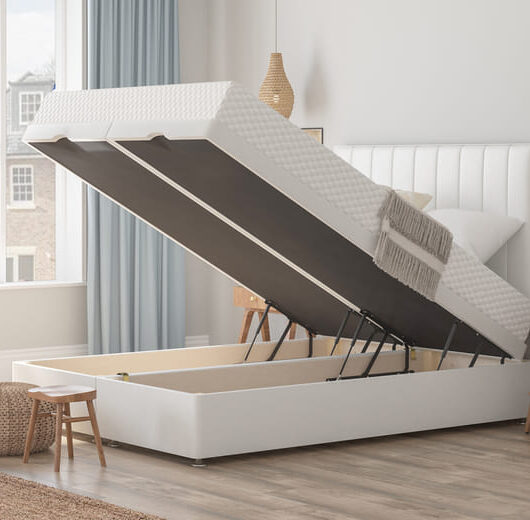 Classic Memory Foam Mattress + Ottoman Divan Bed, Silver, End Ottoman, Single