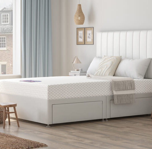 Classic Memory Foam Mattress + Premium Divan Bed, Carbon, 4 Drawer, Double