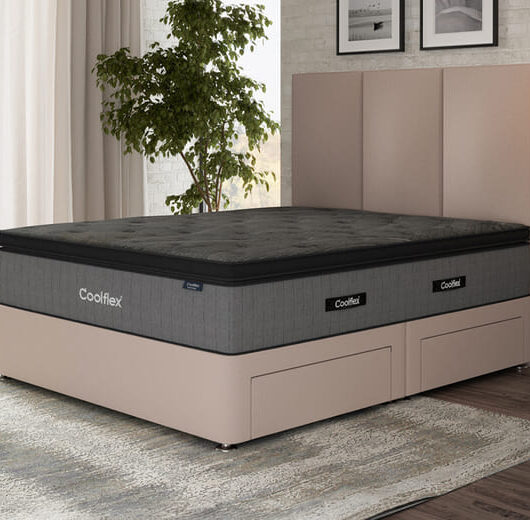 Coolflex Hybrid CHILL Mattress + Premium Divan Bed, Carbon, 4 Drawer, Double