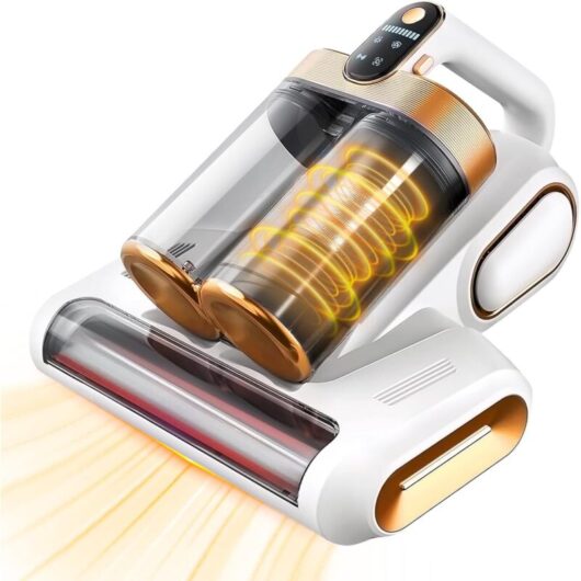 Cordless mattress vacuum cleaner, 16kPa bed vacuum with 253.7nm UV-C light, 48000 RPM/min, brush roll & ultrasonic technology, double bins for dust