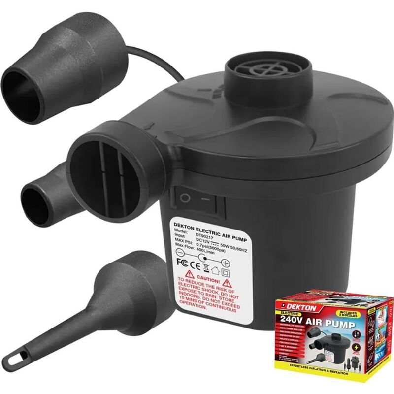 Dekton Electric Air Pump Inflator Deflate Inflatables Bed Pool Air Mattress