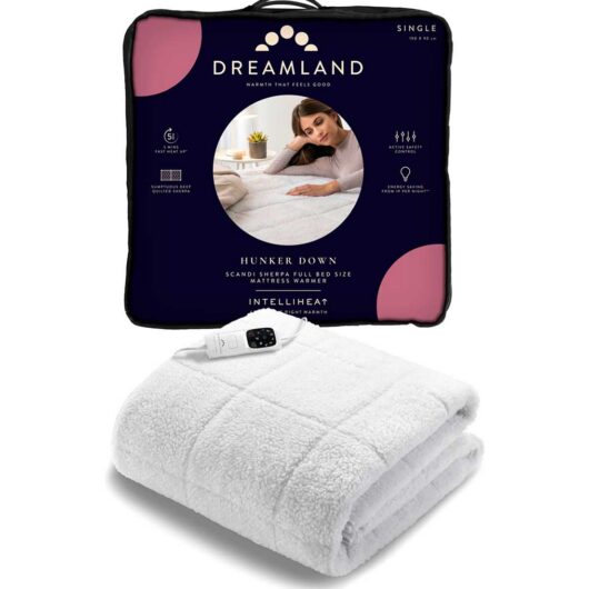 Dreamland Hunker Down Scandi Sherpa Full Bed Size Mattress Warmer Single 190X90Cm