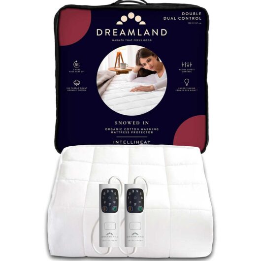 Dreamland Snowed In Organic Cotton Warming Mattress Protector Double 2 Controls 190X137Cm