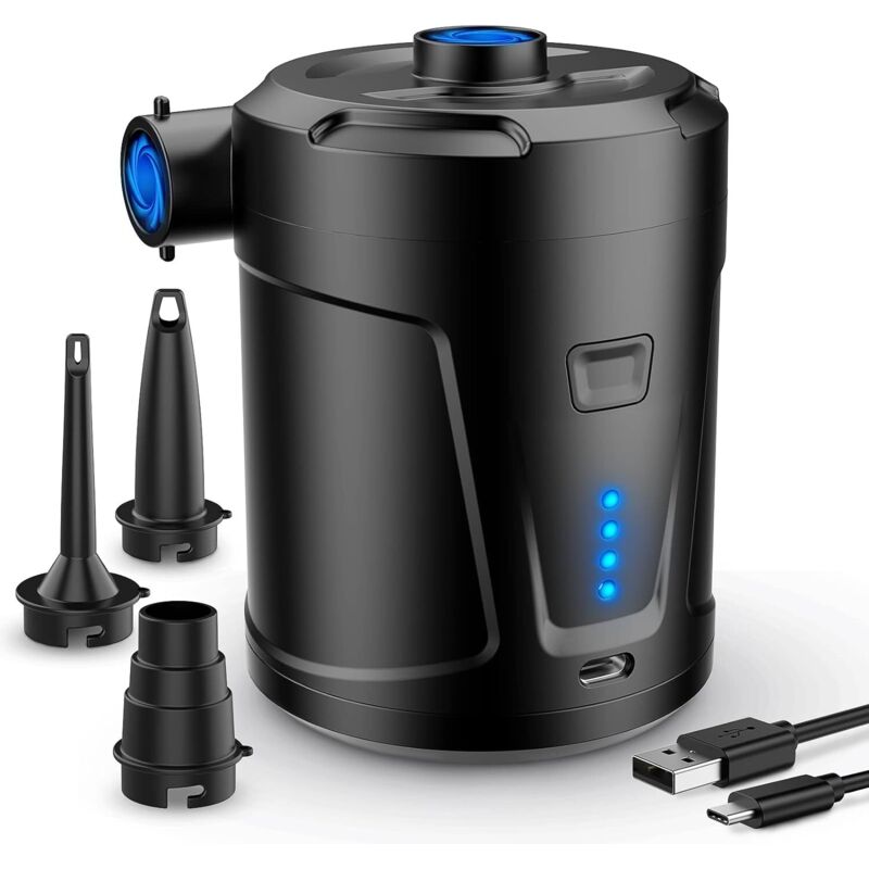 Electric Air Pump, Air Mattress Inflator with 3 Air Nozzles, Rapid Inflator for Inflatable Boats/Mattresses