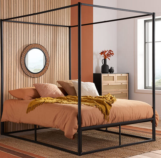 Farringdon Black Metal 4 Poster Bed, Single