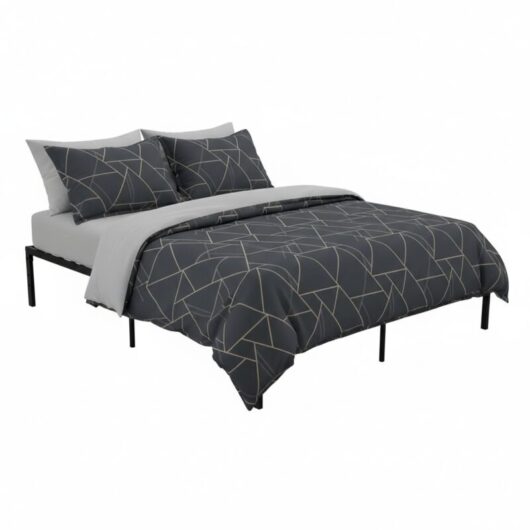 FurnitureR Double Metal Bed Frame 4FT6 Platform Bed with Steel Slats, Underbed Storage, Noise Free Heavy Duty Base, Suitable for 140x190CM Mattress,