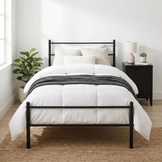 FurnitureR Single Metal Bed Frame, Minimalist Metal Frame, Ideal for Bedrooms, Studios, Apartments, Quick Assembly, Suitable for 90x190cm Mattress,
