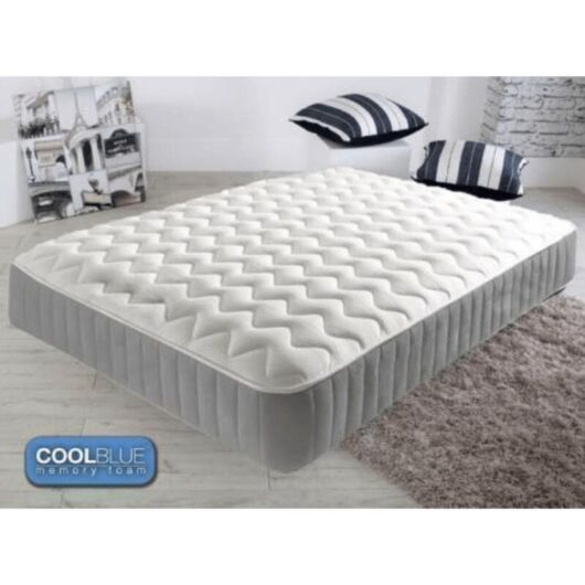 Furniturestop - Memory Foam Mattress Cool Blue Foam Quilted Sprung - 10 (25cm) Depth - 6ft