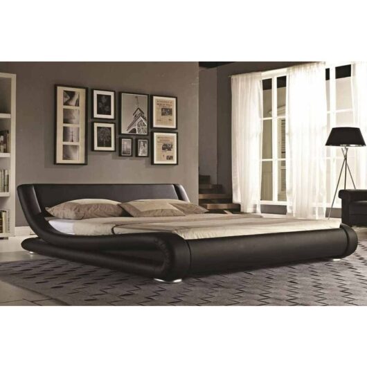 Furniturestop - Zeno Modern Designer Italian Faux Leather Bed - Black&White - Memory Foam Spring Mattress 5ft
