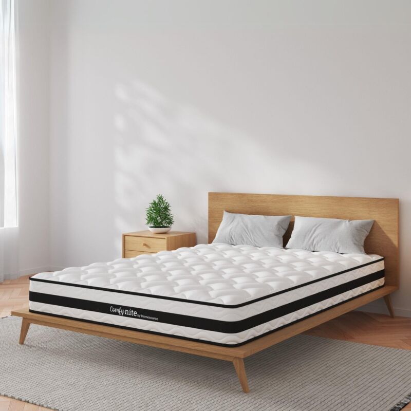 Home Source - Bonnell Coil White Quilted Mattress 4ft Small Double Medium Firmness Flat Pack