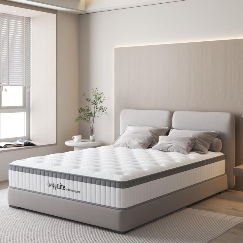 Home Source - Pocket Sprung Quilted Mattress 4ft Small Double Medium Firmness 24cm Flat Pack