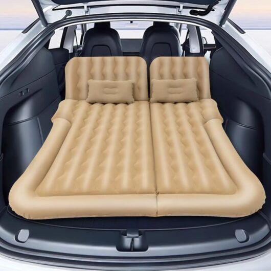 Inflatable Bed Mattress Car Truck SUV Back Seat Sleeping Beds W/ Air Pump Set, Beige