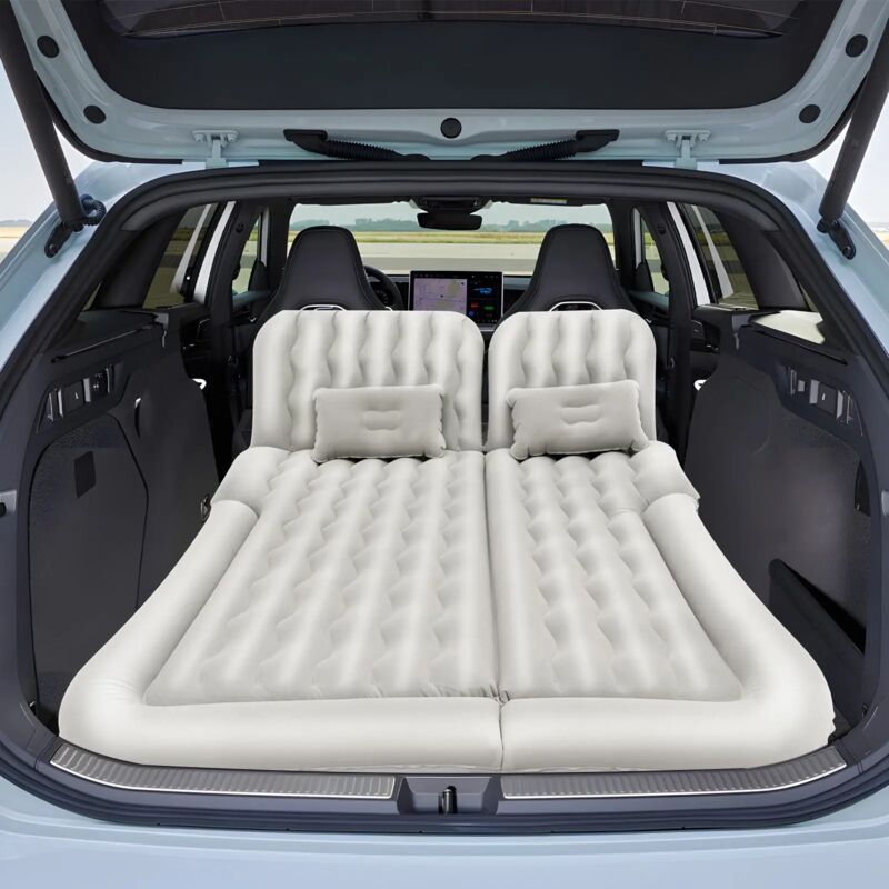 Inflatable Bed Mattress, Removable Air Mattress For Car Truck SUV Back Seat Sleeping Beds W/ Air Pump Set