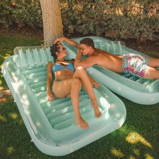 Inflatable pool mattress, floating lounger for adults