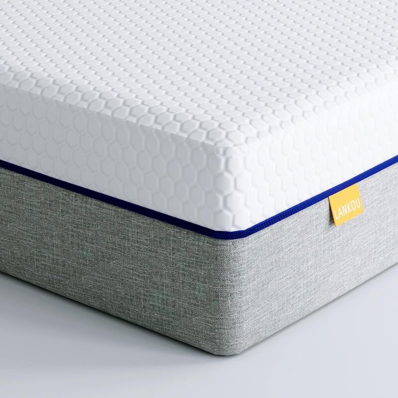 LANKOU 4FT6 Double Mattress Approx 7.8 Inch Deep Soft Feel Medium Firm Memory Foam Mattress Naturally Breathe /30 Days Risk-Free Nights Trial (Double)