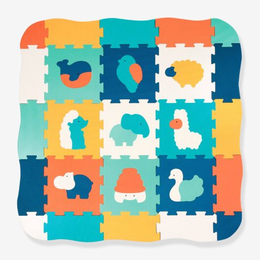 LUDI floor mattress tiles with edges and corners multicoloured