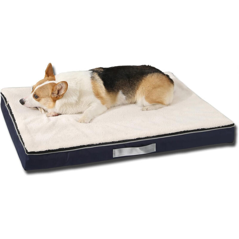 Large dog mattress with removable and washable cover, orthopedic, memory foam, waterproof, non-slip, bite-resistant bottom, rectangular, portable,