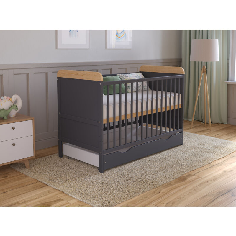 Levi Cot Bed 120x60cm with drawer and Microfiber Quilted mattress