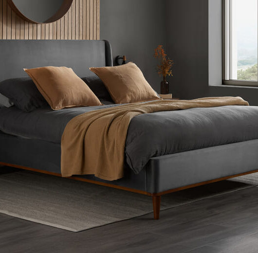 Lincoln Grey Velvet Bed, Double