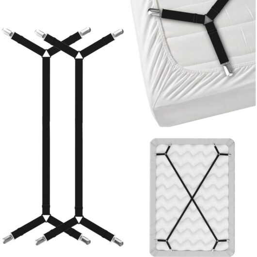Linghhang - Criss-Cross Bed Sheet Holder Straps - Black 2pcs Sheet Stays Suspenders Hold Fitted or Flat Sheet in Place - for Twin Queen King Mattress