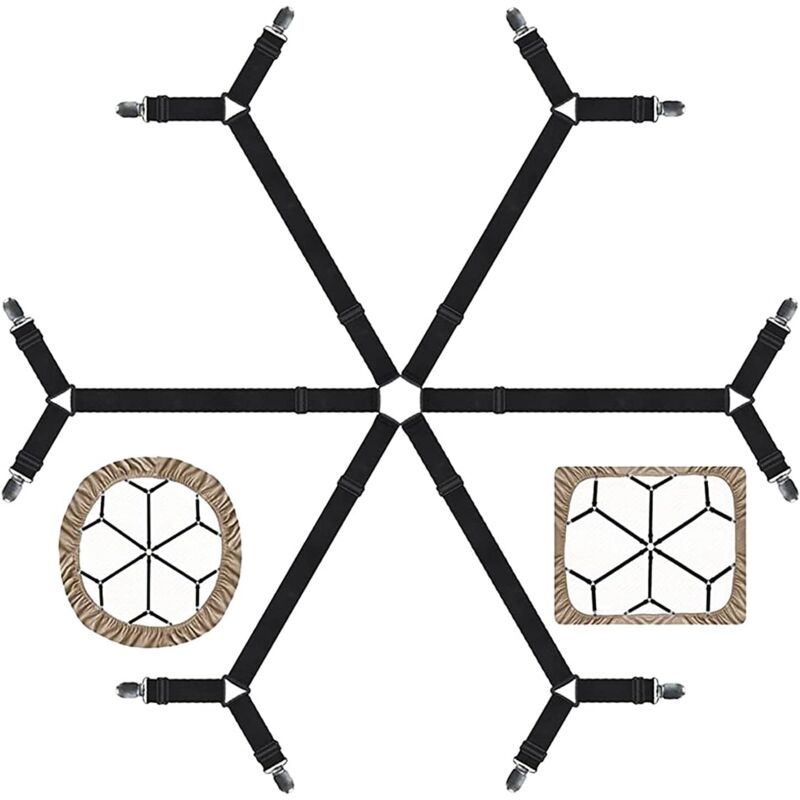 Linghhang - Sheet Fasteners - Adjustable Elastic Bed Sheet Straps for Twin Full Queen King Twin Bed, 6 Way Crisscross Sheet Clips, Suspender Band,