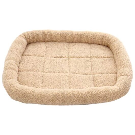 Longziming - Pet Nest Dog Cat Bed Rectangular Bed Warm Plush Nesting Box Bedding Cushion Washable Mattress for Small Medium Dogs Cats 60x50cm Beige