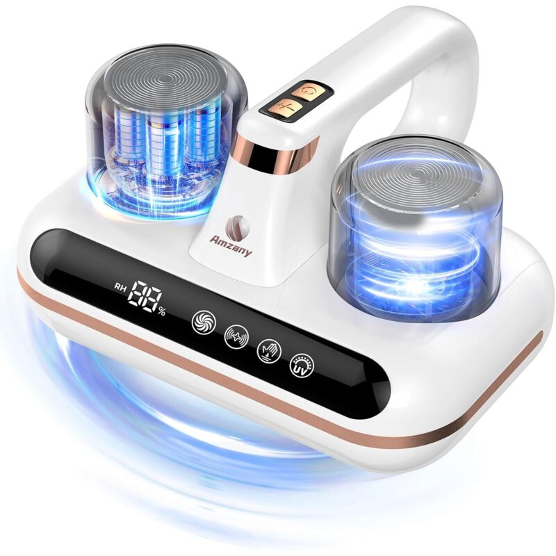 Mattress Vacuum Cleaner - 5-in-1 cordless bed vacuum cleaner, powered by UV-C light and ultrasonic technology, strong 16Kpa suction, low noise,