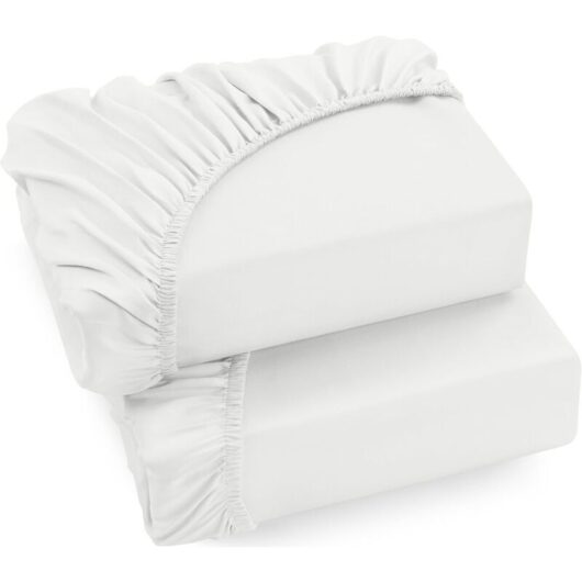 Mumu - Bedding set with 2 fitted sheets - White, 150 x 200 cm - 35 cm basket for thick mattresses - Brushed microfiber