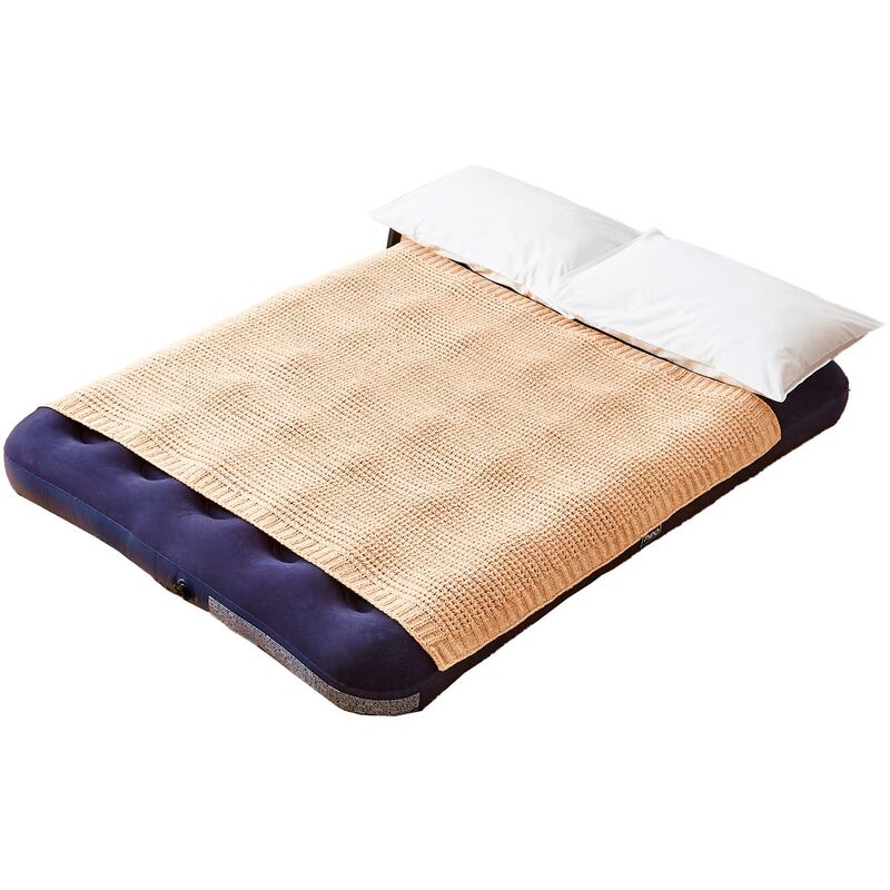 Neo Double Raised Flocked Airbed Inflatable Guest Camping Blow Up Mattress Air Bed with Electric Air Pump