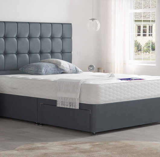 Ortho Support Foam Mattress + Premium Divan Bed, Carbon, 4 Drawer, Double