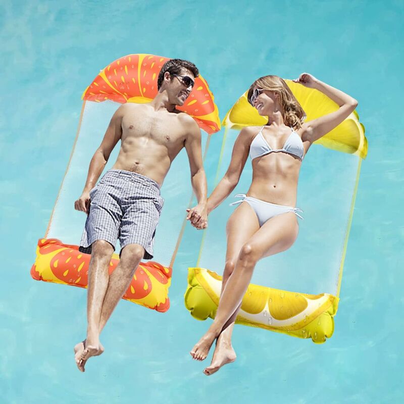 Pack Swimming Pool Buoy for Adults and Kids Ages 12+, 4 in 1 Swimming Pool Buoy Mattress with Air Pump, Inflatable Hammock, Floating Mattress