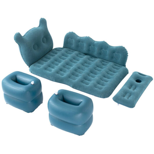 Portable Air Mattress for Car, Automatic Air Bed with 150 kg Capacity, with Inflatable Pillows, Air Bed, Rest Mattress, Navy Blue, 125 x 75 cm