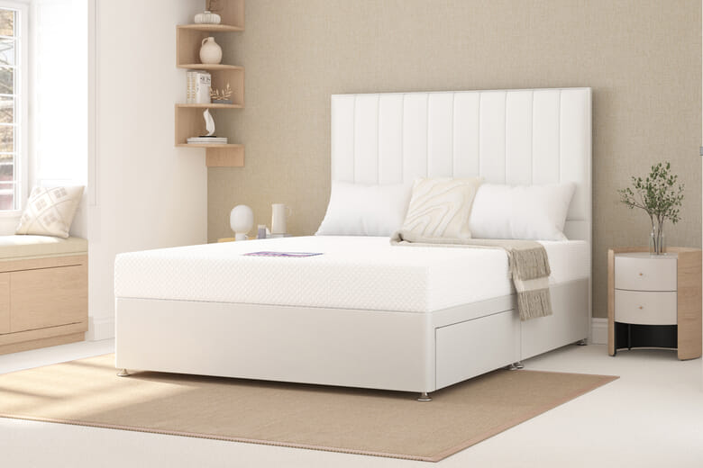 Super Firm Foam Mattress + Premium Divan Bed, Carbon, 4 Drawer, Double