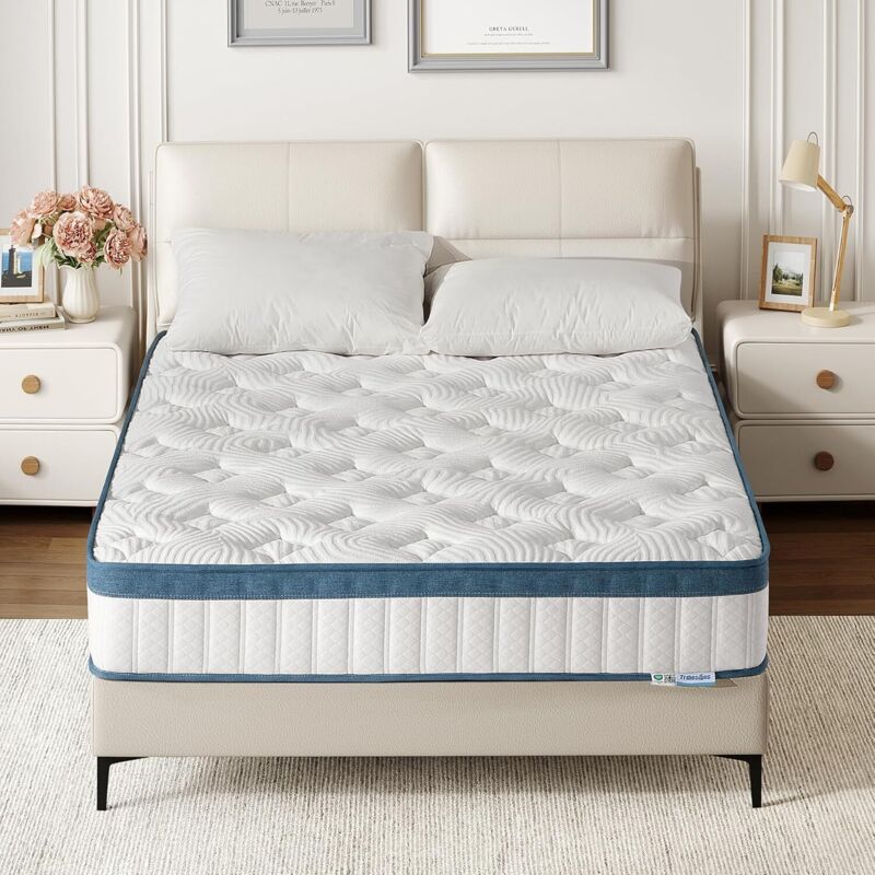 Tribesigns King Size Mattress 5FT, Hybrid Memory Foam & Spring Mattress, 7 Zone Orthopedic Support - Medium Firm - Motion Isolation 150 x 200 x 25 cm